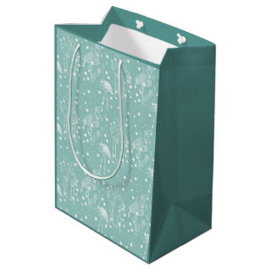 Sac Cadeau Moyen Flamants roses blancs de style scandinave sur Turq