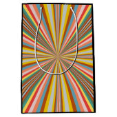 Sac Cadeau Moyen Flambée Colorée De Rayures Rétro (Devant)