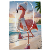 Sac Cadeau Moyen Flamingo Wearing Scarf and Pink Boots (Devant)