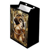 Sac Cadeau Moyen Flamme de Gatsby fille brunette 1920's thème party (Devant Angle)