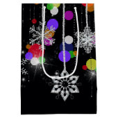 Sac Cadeau Moyen Flammes de neige de Noël en noir (Dos)