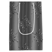 Sac Cadeau Moyen Flammes de neige en argent foncé Noël (Dos)