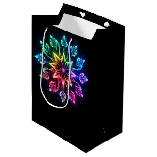 SAC CADEAU MOYEN FLCON DE NEIGE D'HIVER DE COULEUR ARC-EN-CIEL OMBR