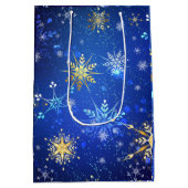 Sac Cadeau Moyen Flèches de neige bleu or Noël (Dos)