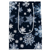 Sac Cadeau Moyen Flèches de neige Design hiver Bleu froid mou (Dos)