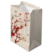 Sac Cadeau Moyen Fleur asiatique de prune de peinture de style au (Devant Angle)