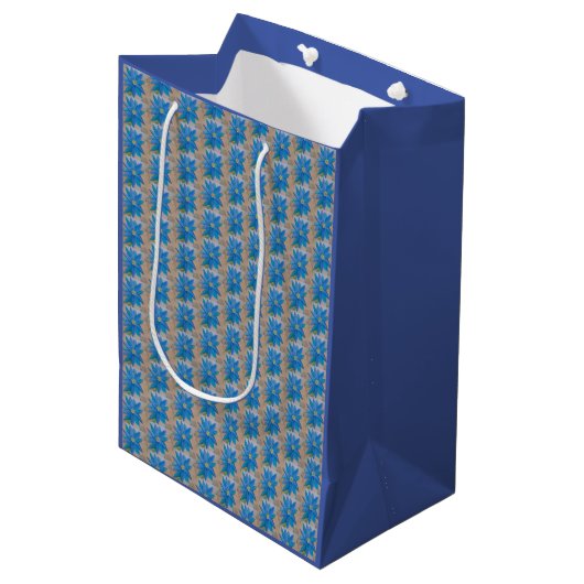 Sac Cadeau Moyen Fleur bleue (Devant Angle)