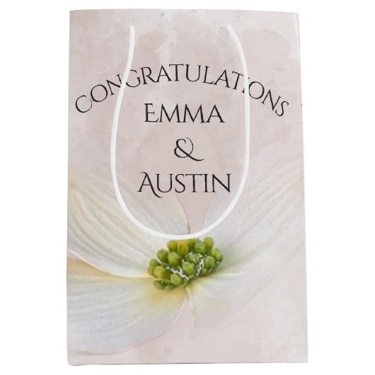 Sac Cadeau Moyen Fleur Cosmos mariage Sur Rose (Devant)