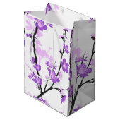 Sac Cadeau Moyen Fleur de cerisier japonaise, violet royal, fleur,  (Devant Angle)