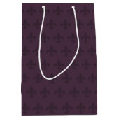 Sac Cadeau Moyen Fleur de Lis Violet Foncé (Devant)