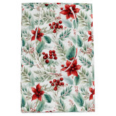 Sac Cadeau Moyen Fleur de Noël de verdure Poinsettia (Devant)
