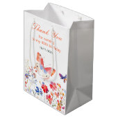 Sac Cadeau Moyen Fleur de papillon d'été Anniversaire (Dos Angle)