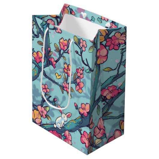 Sac Cadeau Moyen Fleur de Pâques (Devant Angle)