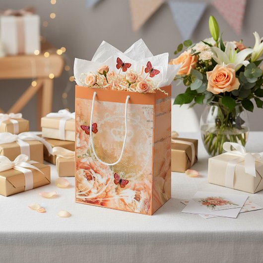 Sac Cadeau Moyen Fleur de pêche douce