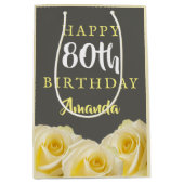 Sac Cadeau Moyen Fleur de rose jaune 80e anniversaire (Devant)