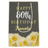 Sac Cadeau Moyen Fleur de rose jaune 80e anniversaire (Dos)