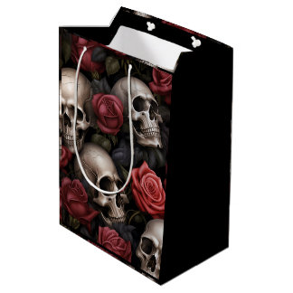 Sac Cadeau Moyen Fleur et crânes