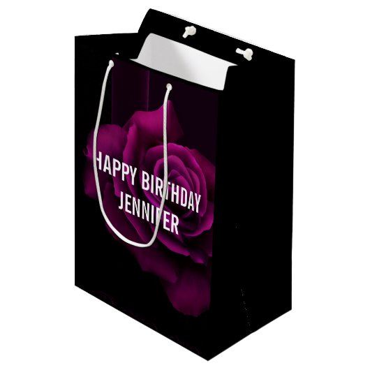 Sac Cadeau Moyen Fleur gothique violet-rouge rose (Devant Angle)