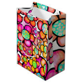 Sac Cadeau Moyen Fleur rétro funky (Devant Angle)