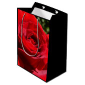 Sac Cadeau Moyen Fleur rose rouge vif Belle florale (Dos Angle)