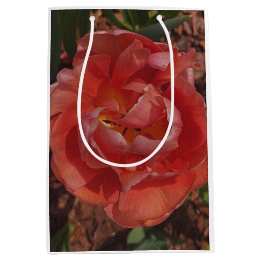 Sac Cadeau Moyen fleur rouge (Devant)
