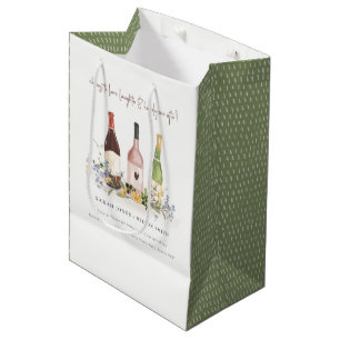 Sac Cadeau Moyen Fleur sauvage Cheers to Love Wine Bottts Mariage