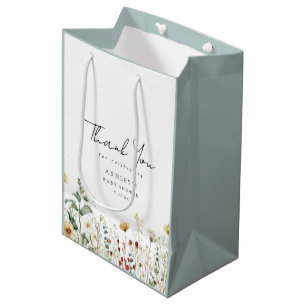 Sac Cadeau Moyen Fleur sauvage d'été Merci de Baby shower