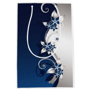 Sac Cadeau Moyen Fleurs 3D bleu et blanc Lampe de table Boisson Pit