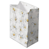 Sac Cadeau Moyen Fleurs blanches de marguerite boho aquarelle botan (Devant Angle)