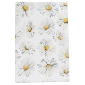Sac Cadeau Moyen Fleurs blanches de marguerite boho aquarelle botan (Devant)