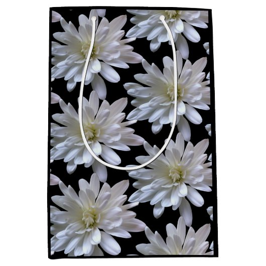 Sac Cadeau Moyen Fleurs blanches motifs de marguerite (Devant)