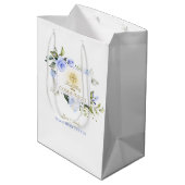 Sac Cadeau Moyen Fleurs bleues de luxe Or Première Communion sainte (Dos Angle)