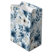 Sac Cadeau Moyen Fleurs bleues et beiges (Dos Angle)