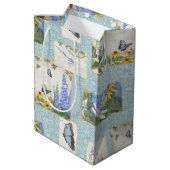 Sac Cadeau Moyen Fleurs bleues Fleurs de soleil Jardin des papillon (Dos Angle)