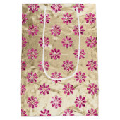 Sac Cadeau Moyen Fleurs brillantes roses d'or Champagne (Dos)