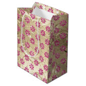 Sac Cadeau Moyen Fleurs brillantes roses d'or Champagne (Dos Angle)
