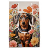 Sac Cadeau Moyen Fleurs Brown De Dachshund Et Cosmos (Dos)