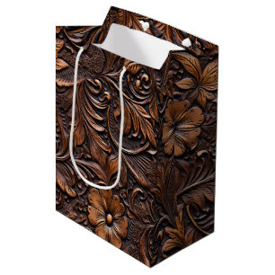 Sac Cadeau Moyen Fleurs Brown Western Cowgirl