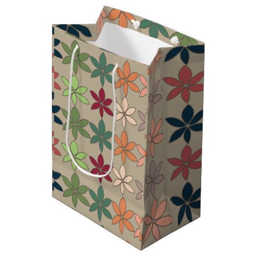 Sac Cadeau Moyen Fleurs Colorées (Devant Angle)