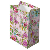 Sac Cadeau Moyen Fleurs colorées motif (Devant Angle)