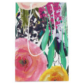 Sac Cadeau Moyen Fleurs d'aquarelle romantique du jardin (Devant)