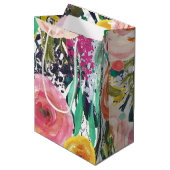 Sac Cadeau Moyen Fleurs d'aquarelle romantique du jardin (Devant Angle)