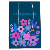 Sac Cadeau Moyen Fleurs d'aquarelle Texte personnalisé (Dos)