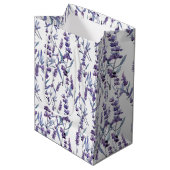 Sac Cadeau Moyen Fleurs d'aquarelle violette Lavender (Devant Angle)