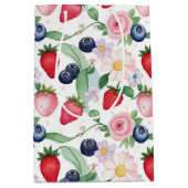 Sac Cadeau Moyen Fleurs de fraises roses Fête d'anniversaire pour e (Devant)