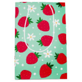 Sac Cadeau Moyen Fleurs de fraises rouges Fête d'anniversaire pour  (Devant)