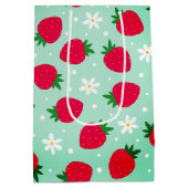 Sac Cadeau Moyen Fleurs de fraises rouges Fête d'anniversaire pour  (Dos)