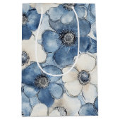 Sac Cadeau Moyen Fleurs de Jean Bleu Blanc Anniversaire (Devant)