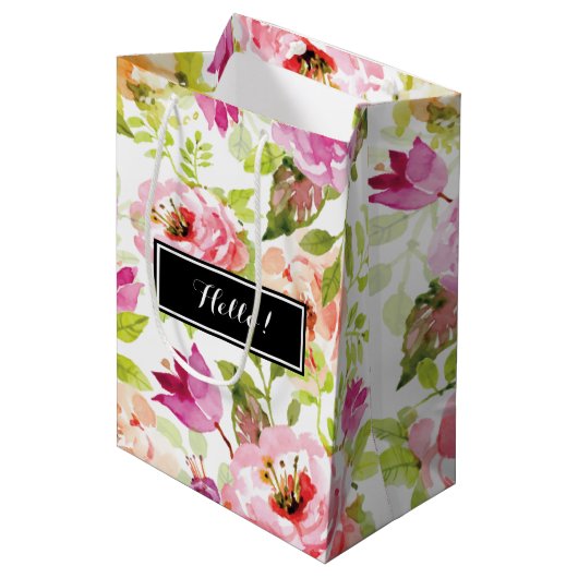 Sac Cadeau Moyen Fleurs de printemps (Devant Angle)