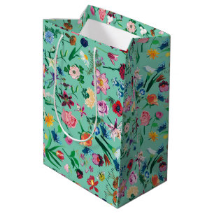 Sac Cadeau Moyen Fleurs de printemps colorées Assorties Arrière - p